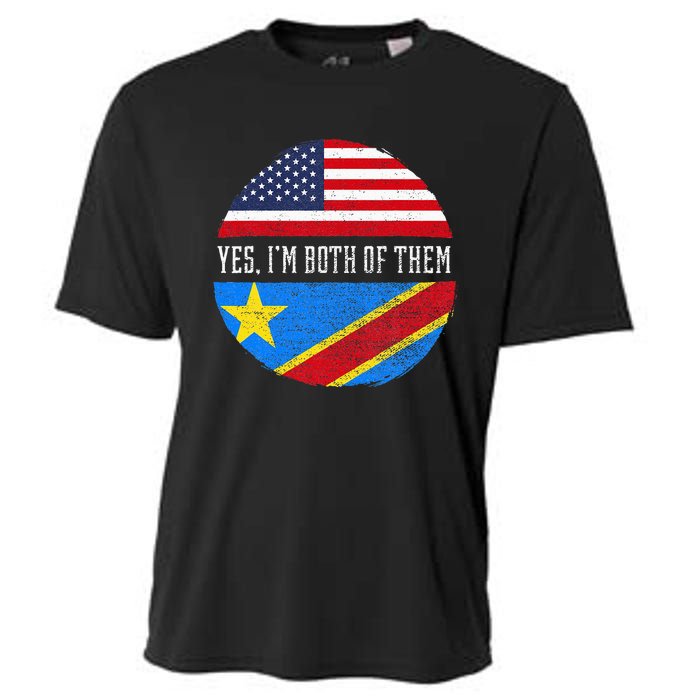 Half Congolese USA Flag Democratic Republic Of The Congo Cooling Performance Crew T-Shirt