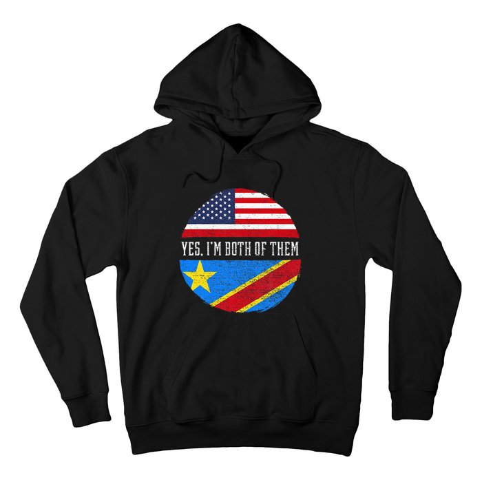 Half Congolese USA Flag Democratic Republic Of The Congo Hoodie