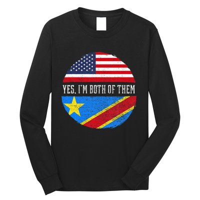 Half Congolese USA Flag Democratic Republic Of The Congo Long Sleeve Shirt