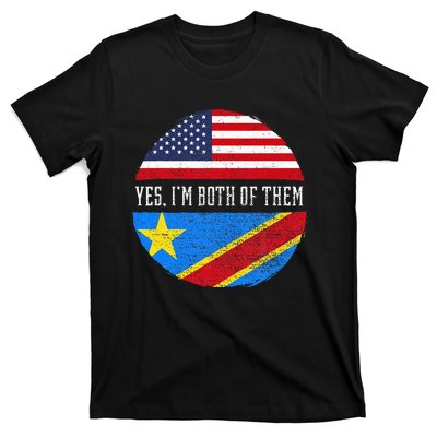 Half Congolese USA Flag Democratic Republic Of The Congo T-Shirt