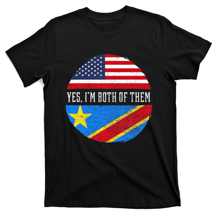 Half Congolese USA Flag Democratic Republic Of The Congo T-Shirt