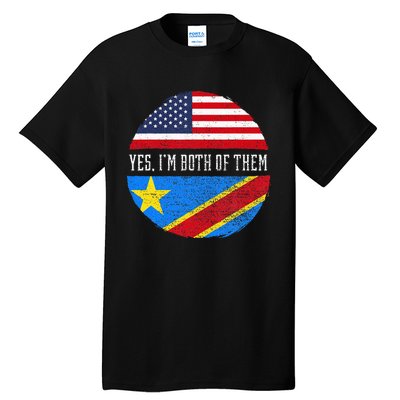 Half Congolese USA Flag Democratic Republic Of The Congo Tall T-Shirt