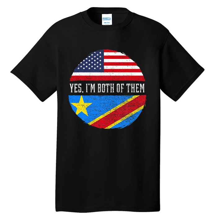 Half Congolese USA Flag Democratic Republic Of The Congo Tall T-Shirt