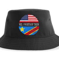 Half Congolese USA Flag Democratic Republic Of The Congo Sustainable Bucket Hat