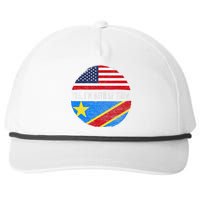 Half Congolese USA Flag Democratic Republic Of The Congo Snapback Five-Panel Rope Hat