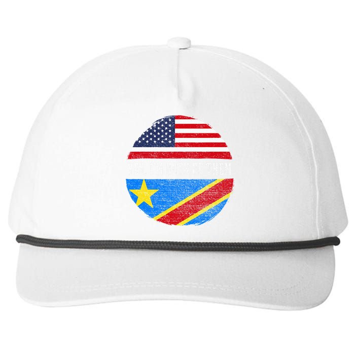 Half Congolese USA Flag Democratic Republic Of The Congo Snapback Five-Panel Rope Hat