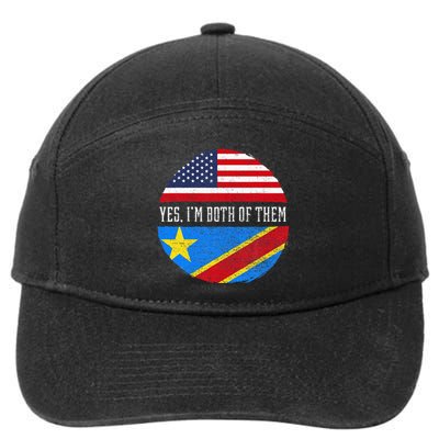 Half Congolese USA Flag Democratic Republic Of The Congo 7-Panel Snapback Hat