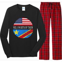 Half Congolese USA Flag Democratic Republic Of The Congo Long Sleeve Pajama Set