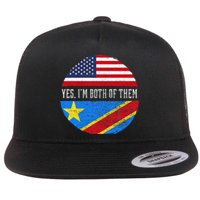 Half Congolese USA Flag Democratic Republic Of The Congo Flat Bill Trucker Hat