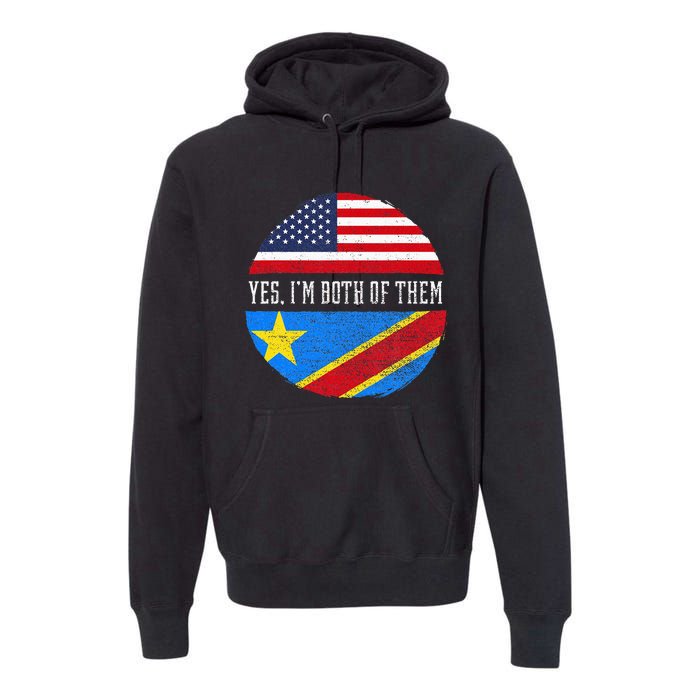 Half Congolese USA Flag Democratic Republic Of The Congo Premium Hoodie