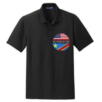 Half Congolese USA Flag Democratic Republic Of The Congo Dry Zone Grid Polo