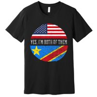 Half Congolese USA Flag Democratic Republic Of The Congo Premium T-Shirt