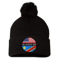 Half Congolese USA Flag Democratic Republic Of The Congo Pom Pom 12in Knit Beanie