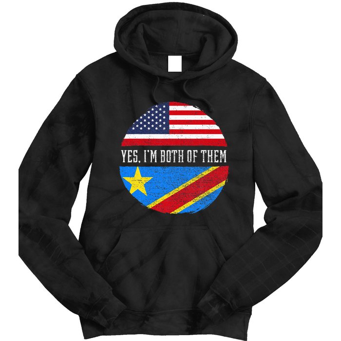 Half Congolese USA Flag Democratic Republic Of The Congo Tie Dye Hoodie