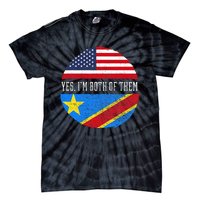 Half Congolese USA Flag Democratic Republic Of The Congo Tie-Dye T-Shirt