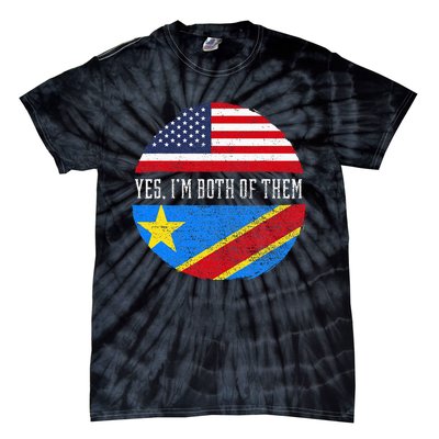 Half Congolese USA Flag Democratic Republic Of The Congo Tie-Dye T-Shirt