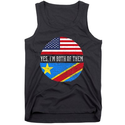 Half Congolese USA Flag Democratic Republic Of The Congo Tank Top