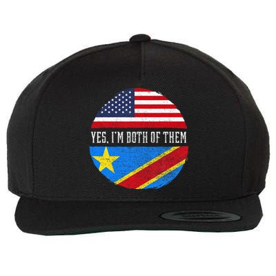 Half Congolese USA Flag Democratic Republic Of The Congo Wool Snapback Cap