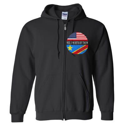 Half Congolese USA Flag Democratic Republic Of The Congo Full Zip Hoodie