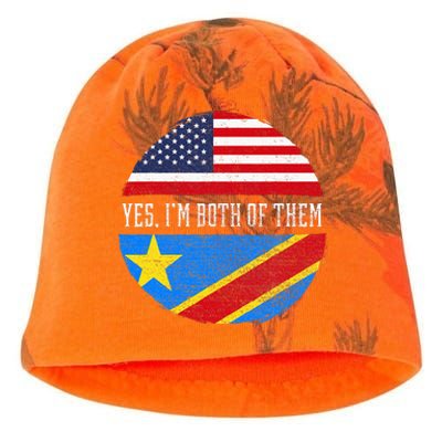 Half Congolese USA Flag Democratic Republic Of The Congo Kati - Camo Knit Beanie