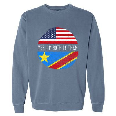 Half Congolese USA Flag Democratic Republic Of The Congo Garment-Dyed Sweatshirt