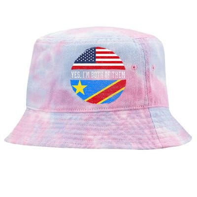 Half Congolese USA Flag Democratic Republic Of The Congo Tie-Dyed Bucket Hat