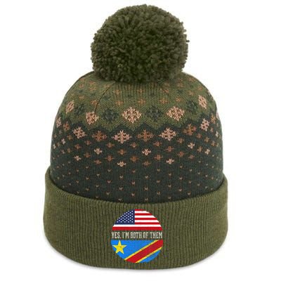 Half Congolese USA Flag Democratic Republic Of The Congo The Baniff Cuffed Pom Beanie