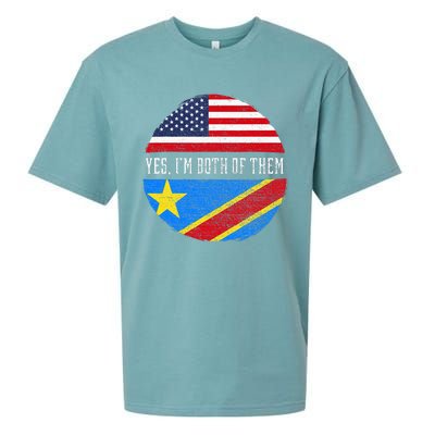 Half Congolese USA Flag Democratic Republic Of The Congo Sueded Cloud Jersey T-Shirt