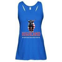 Highland Cow Usa Flag Farmer Patriotic Cow Lover Meaningful Gift Ladies Essential Flowy Tank