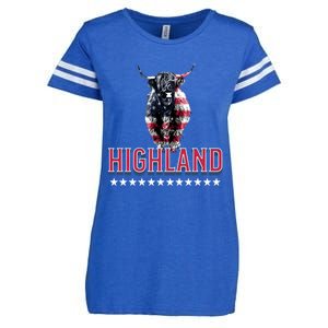 Highland Cow Usa Flag Farmer Patriotic Cow Lover Meaningful Gift Enza Ladies Jersey Football T-Shirt