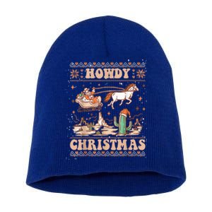 Howdy Christmas Ugly Cow Santa Riding Horse Cool Gift Short Acrylic Beanie