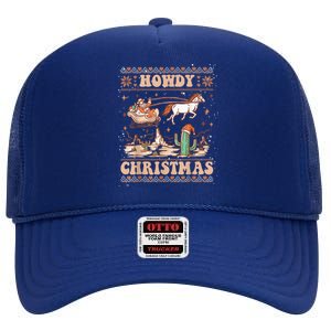 Howdy Christmas Ugly Cow Santa Riding Horse Cool Gift High Crown Mesh Back Trucker Hat