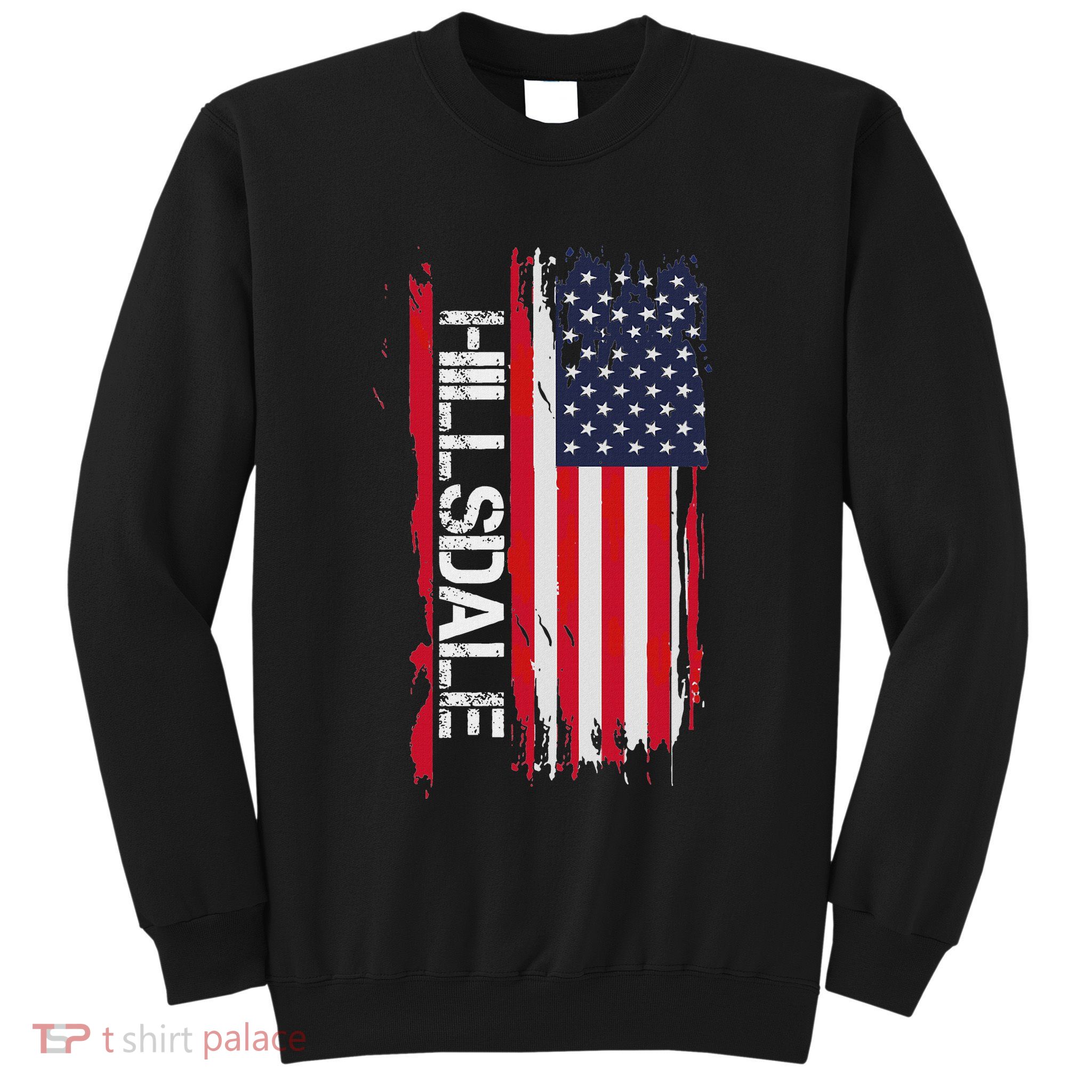 Hillsdale City Usa Flag Black Modern Lightweight Cotton 60 Polyester 40 Sweatshirt