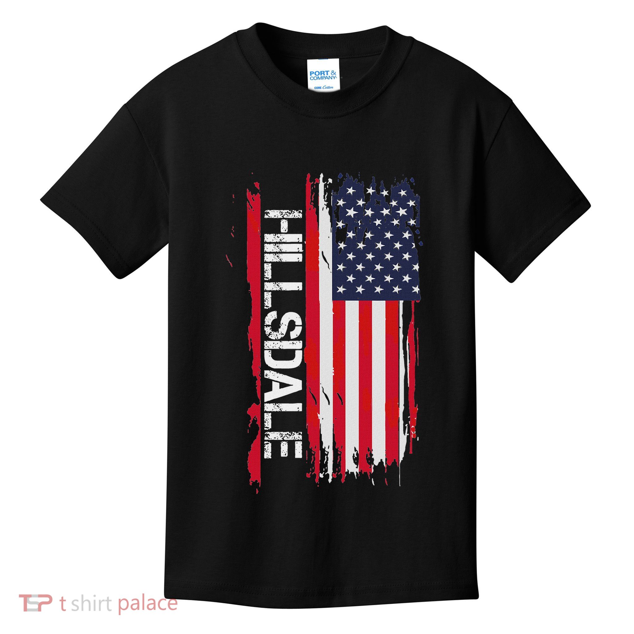 Hillsdale City Usa Flag Black Modern Lightweight Cotton 60 Polyester 40 Kids T-Shirt