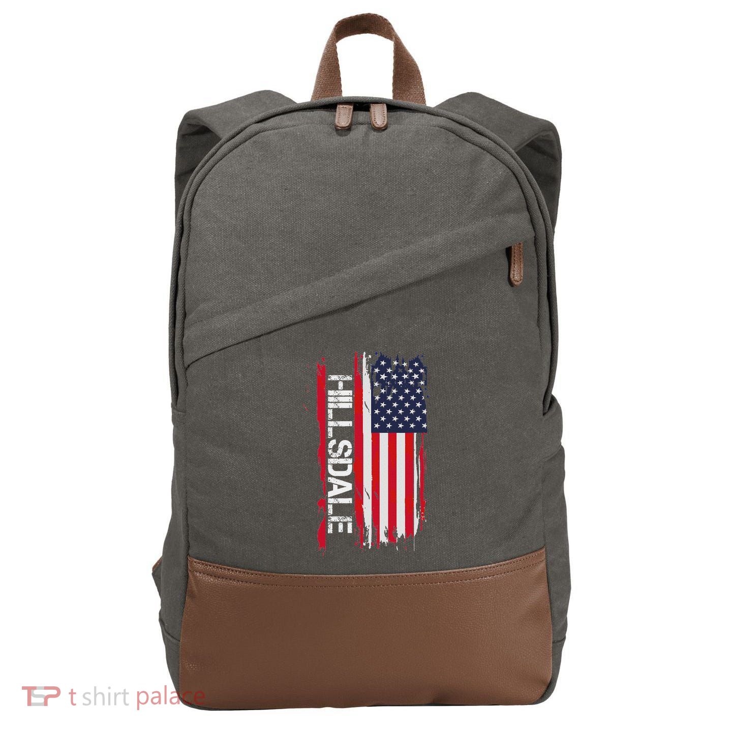 Hillsdale City Usa Flag Black Modern Lightweight Cotton 60 Polyester 40 Cotton Canvas Backpack