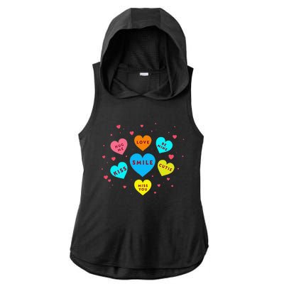 Heart Candy Valentine Candy Hearts Valentine Ladies PosiCharge Tri-Blend Wicking Draft Hoodie Tank