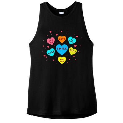 Heart Candy Valentine Candy Hearts Valentine Ladies PosiCharge Tri-Blend Wicking Tank