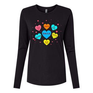 Heart Candy Valentine Candy Hearts Valentine Womens Cotton Relaxed Long Sleeve T-Shirt