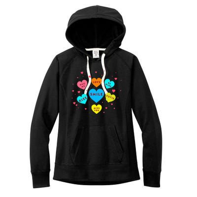 Heart Candy Valentine Candy Hearts Valentine Women's Fleece Hoodie