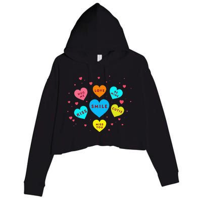 Heart Candy Valentine Candy Hearts Valentine Crop Fleece Hoodie