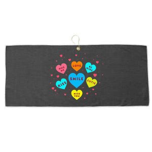 Heart Candy Valentine Candy Hearts Valentine Large Microfiber Waffle Golf Towel