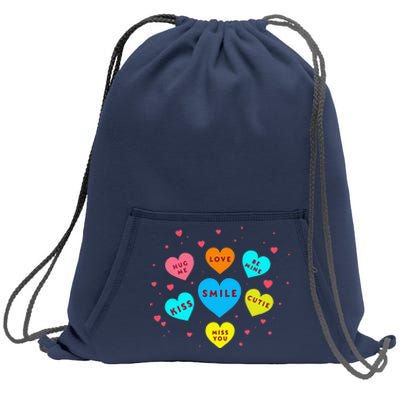 Heart Candy Valentine Candy Hearts Valentine Sweatshirt Cinch Pack Bag