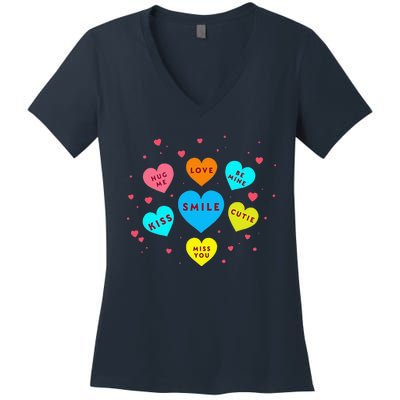 Heart Candy Valentine Candy Hearts Valentine Women's V-Neck T-Shirt