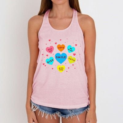 Heart Candy Valentine Candy Hearts Valentine Women's Knotted Racerback Tank