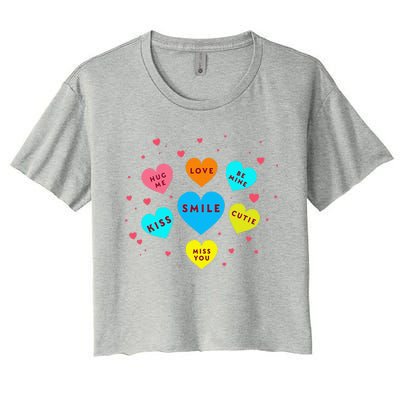 Heart Candy Valentine Candy Hearts Valentine Women's Crop Top Tee