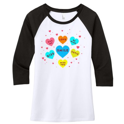 Heart Candy Valentine Candy Hearts Valentine Women's Tri-Blend 3/4-Sleeve Raglan Shirt