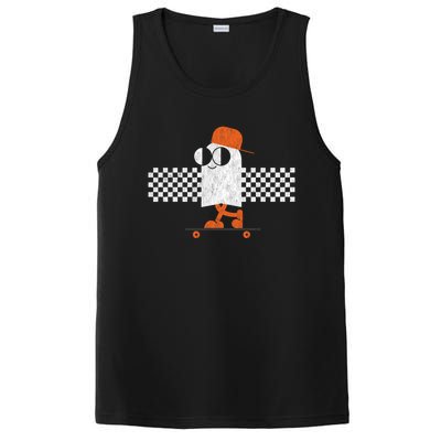 Halloween Cute Vintage Retro Ghost On Skateboard Funny Gift PosiCharge Competitor Tank