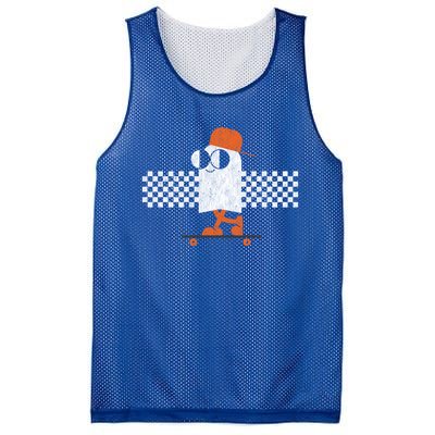 Halloween Cute Vintage Retro Ghost On Skateboard Funny Gift Mesh Reversible Basketball Jersey Tank