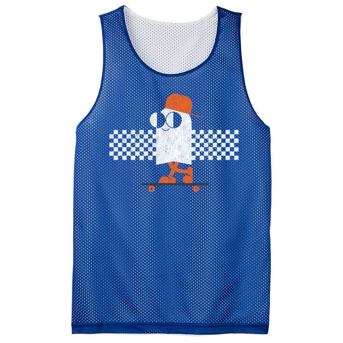 Halloween Cute Vintage Retro Ghost On Skateboard Funny Gift Mesh Reversible Basketball Jersey Tank