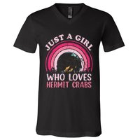 Hermit Crab Vintage Retro Just A Girl Who Loves Hermit Crabs V-Neck T-Shirt